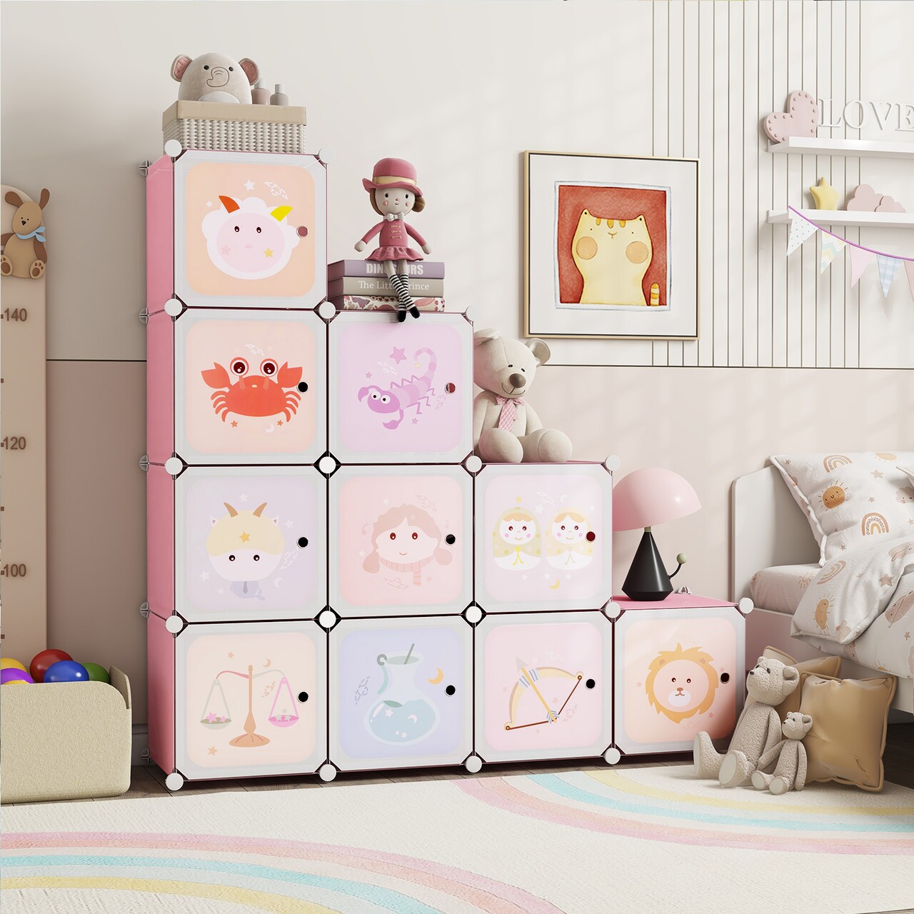 12-Cube Children’s Wardrobe Closet with Doors and Hanging Space